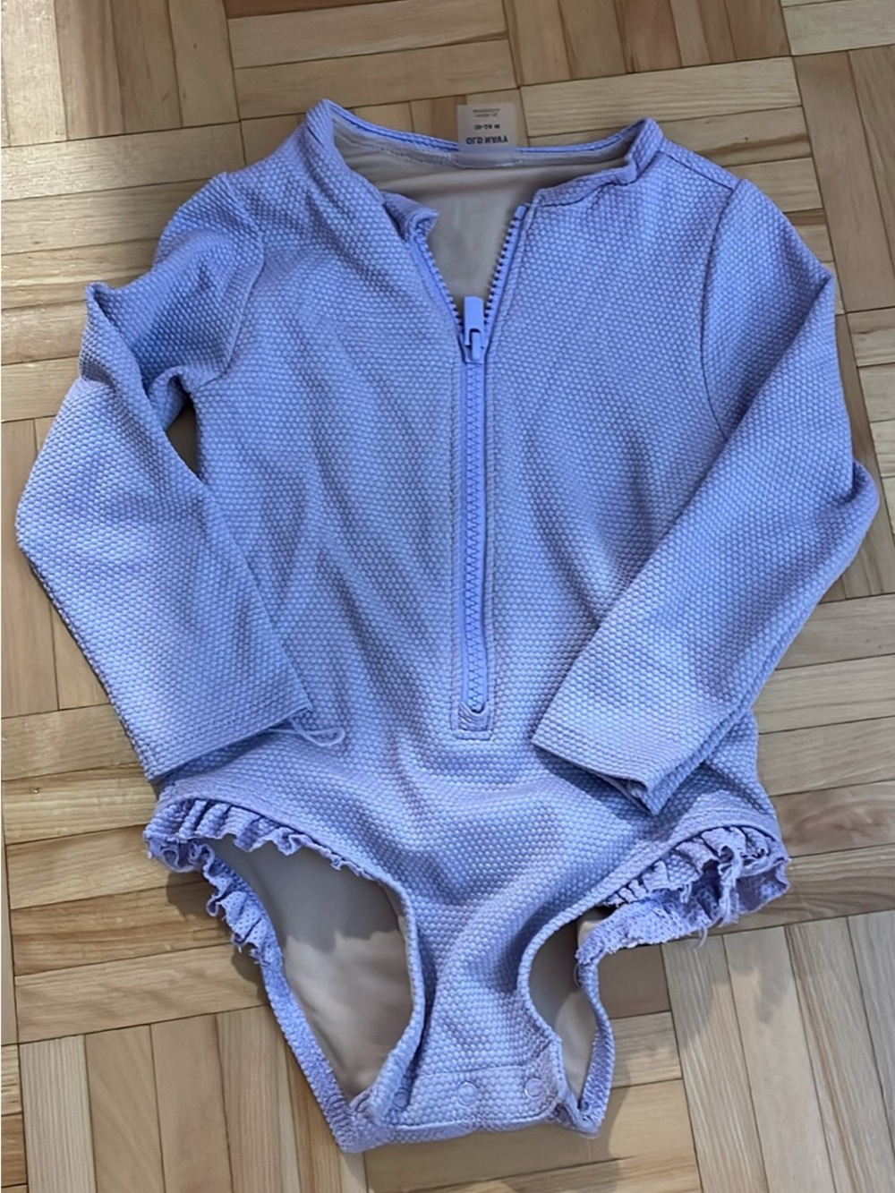 Old Navy Lilac Long-Sleeve One-Piece Swimsuit